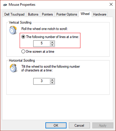 on mouse proprties